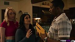 Sarah Arabic and Lily Labeau teamed up to seduce Sarah's husband Isiah Maxwell with deepthroat and pussy action to finalize the divorce.