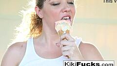 What Happens When Milf Kiki Gets Nude And Has A Sexy Messy Time With Ice Cream On Her Big Tits?
