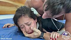 The cute young slut anny houston takes no mercy extreme rough anal with puke piss and face fucking.