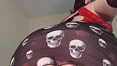 suggestive riding crop teasing ass and tits