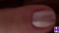 Watch this hot Russian brunette tease with a closeup striptease revealing her small tits and yummy pussy