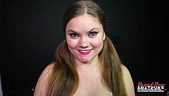 Pretty Petite 18+ Brunette Coed Lauren Sucks a Dick and Rides a Juicy Big Cock