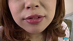 adorable asian brunette deepthroats and sucks cock until cum fills her mouth in pov