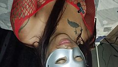 she takes in the massive shaft orally before positioning on hands and knees for penetration by her close companion's substantial member