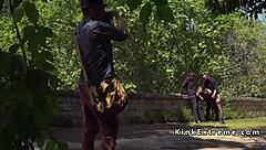 Spanish Hottie Gets Bound and Gangbanged by Group of Guys in Outdoor Public Fetish BDSM Scene