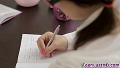 petite teen babe gets titty fucked hard then takes facial from big cock