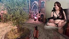 Wow! This sexy bimbo gamer with big natural tits plays Bayonetta episode 4 using her Lovense vibrator!