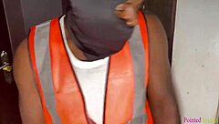 Black Ebony Spreads Oiled Wet Pussy And Tits For Engineers In Doggystyle Group Fuck As Payment