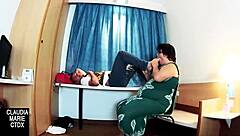 They Get All Horny Sucking Her Feet Then Dive Into A Wild Pussy Eating Session With Intense FUCKING.