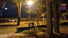 The busty black secretary gets caught sucking her lover's monster cock in the square during dinner break with big ass and tits action