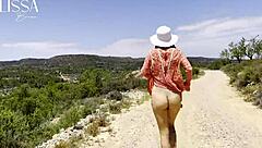 We were just walking outdoors when this amateur Latina couple started flashing and fucking with blowjobs. Suddenly interrupted, but ended with the best cum on her wet ass.