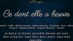 This French couple dives into femdom play with intense humiliation scenes. She takes control, making him submit completely in their European bedroom setup.