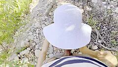 We were just walking outdoors when this amateur Latina couple started flashing and fucking with blowjobs. Suddenly interrupted, but ended with the best cum on her wet ass.