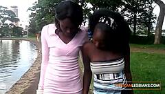 Ebony BFFs shower together and discover lesbian sex