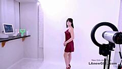 Fresh-faced model seduced by producer on sofa!