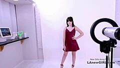 Fresh-faced model seduced by producer on sofa!