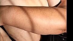 The fat mature with big breasts wore pantyhose and squirted using her dildo.