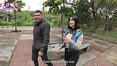 searching for attractive men at the metro station to film content