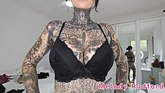 melody radford tries on black and purple lingerie plus micro bikini in this solo haul