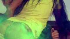 horny brunette stripper starts ripping clothes in a teasing striptease before masturbating wildly on the stage