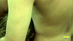 Seeing the horny brunette kissing her man made the curvy milf crave an anal threesome.