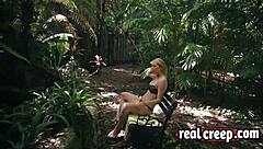 blonde slim babe gets lost in the forest and dragged off by this horny maniac for rough outdoor sex