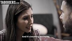 In this taboo scenario, a milf bends over on the sofa for deepthroat action and cowgirl riding, choking and gagging while feeling every inch.