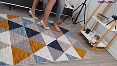 Anabel rides Max in cowgirl and doggystyle, then he cums all over her tan pantyhose feet in miniskirt action!