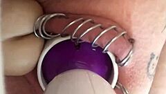 I get so turned on toying my pierced pussy with that big dildo until I cum hard