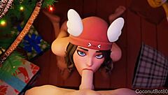 fortnite skye shares a festive christmas blowjob moment in a cozy holiday setting