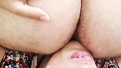 I'm upside down rimming her wet ass while choking and gagging on that deepthroat action with double domination.