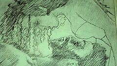 sketch contrasts couple in lingerie with foreplay details