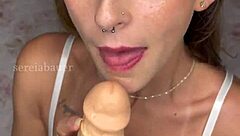 Watch This Blue-Eyed Blonde Brazilian Cutie Suck And Pound Her Wet Pussy Until She Cums!