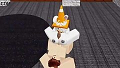 Slutty Roblox bunny girl sneaks into boys locker room for wild fucking!