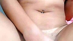 Nick experiences intense orgasm on all fours with small tight pussy