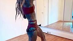 Anuskatzz showcases her athletic moves in an exotic pole dance compilation with fitness elements