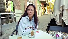 This petite spanish nympho flashes in public, squeezes a 10-inch cock in the shower, then gets bent over for deepthroat and doggystyle pounding