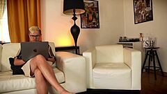 Cheating wife in leather jacket gets rough doggystyle sex from husband with dirty talk and fingering