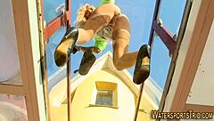 Hey, check out this fetish slut who gargles piss in stockings during a hardcore golden shower scene.