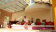 Hey, check out this fetish slut who gargles piss in stockings during a hardcore golden shower scene.