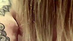 amateur blonde latina lover bent over for doggystyle pounding with big black cock. she gets soaked wet until he cums on her ass.