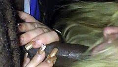 Hey, you think you can handle giving car head like this white girl does to a big black cock?