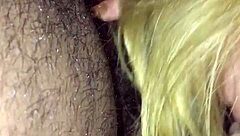 Hey, you think you can handle giving car head like this white girl does to a big black cock?