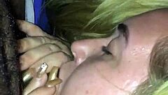 Hey, you think you can handle giving car head like this white girl does to a big black cock?