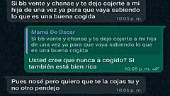 Conversacion de whatsapp con la jefa de mi amigo Oscar me lleva a creampie casero en webcam!