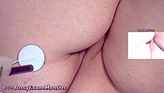 pussy exam close up with fingering and masturbation in retro style camshow from 2019-11-12 featuring big ass and tits.