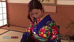 Kimono milf Ayumi Shinoda gives blowjob fingering hardcore cosplay