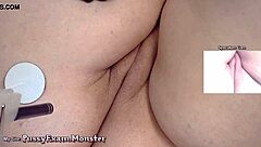 pussy exam close up with fingering and masturbation in retro style camshow from 2019-11-12 featuring big ass and tits.