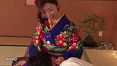 Kimono milf Ayumi Shinoda gives blowjob fingering hardcore cosplay