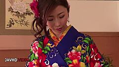 Kimono milf Ayumi Shinoda gives blowjob fingering hardcore cosplay